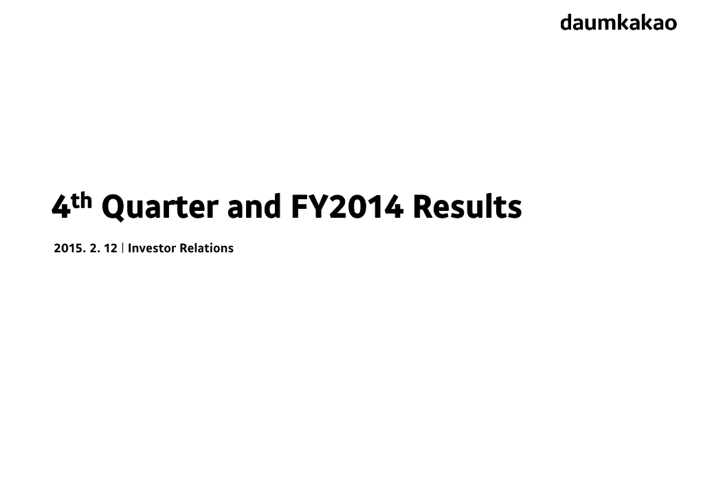 4Th Quarter and FY2014 Results
