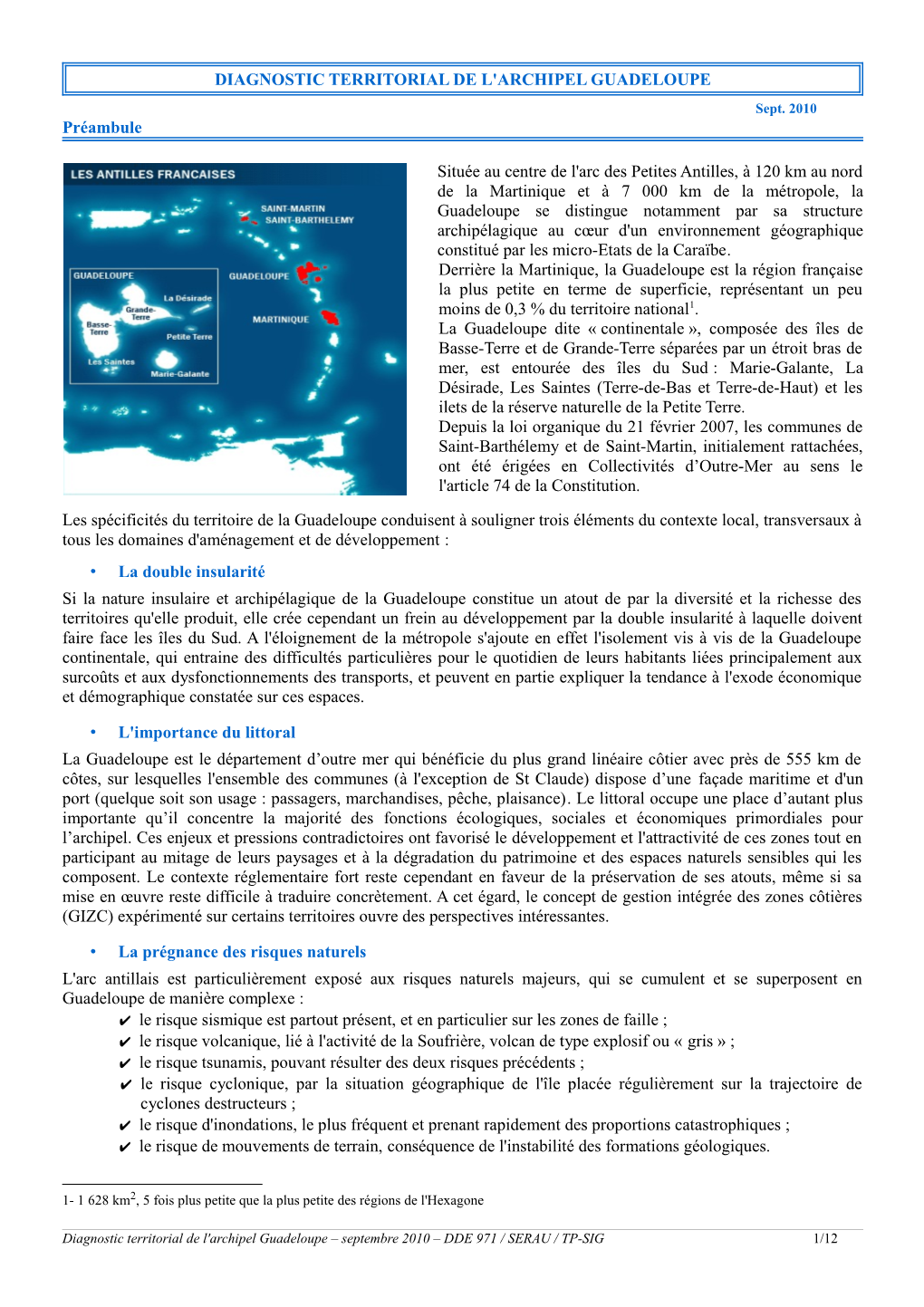 DIAGNOSTIC TERRITORIAL DE L'archipel GUADELOUPE Sept