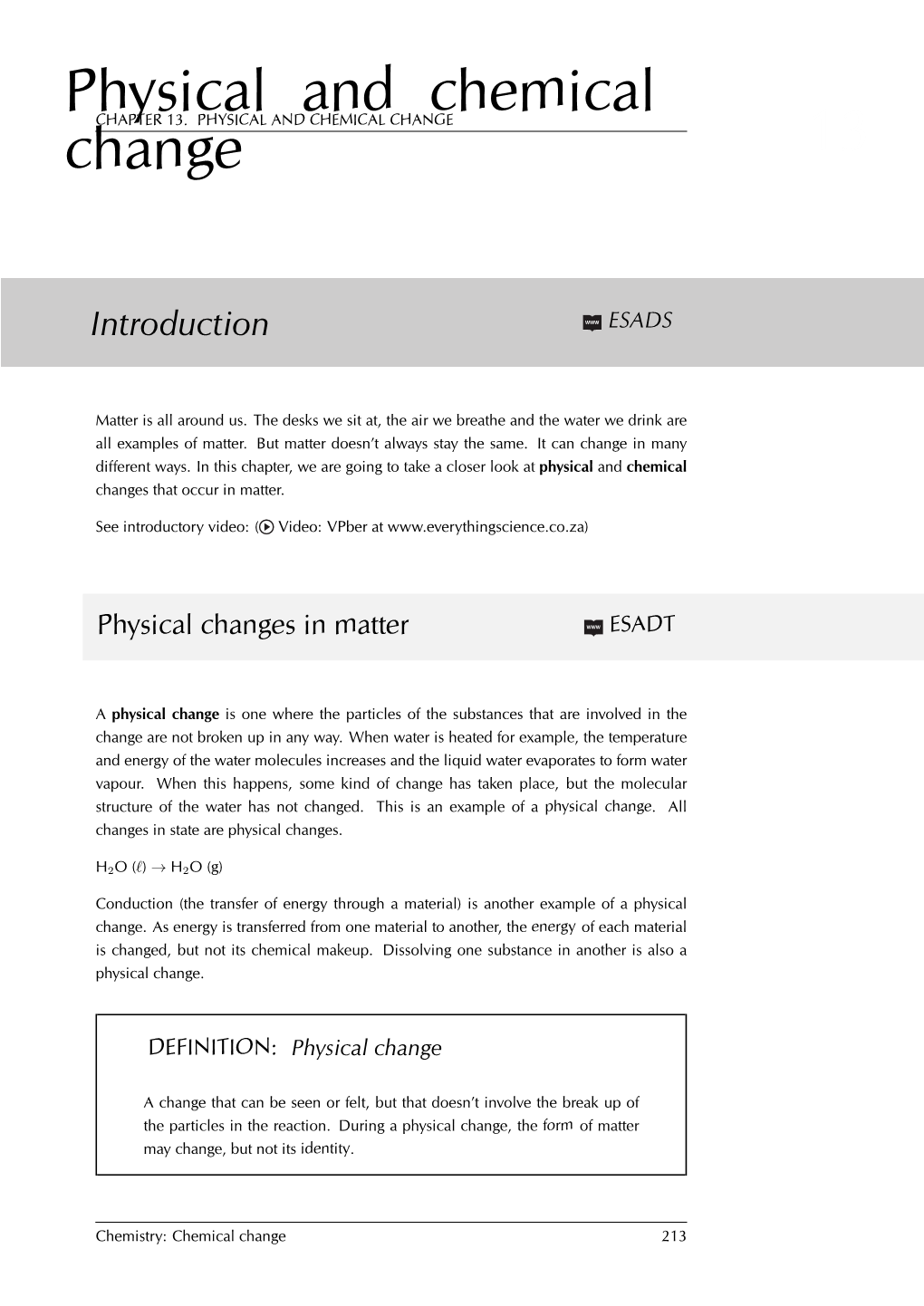 Physical and Chemical Change 13.1