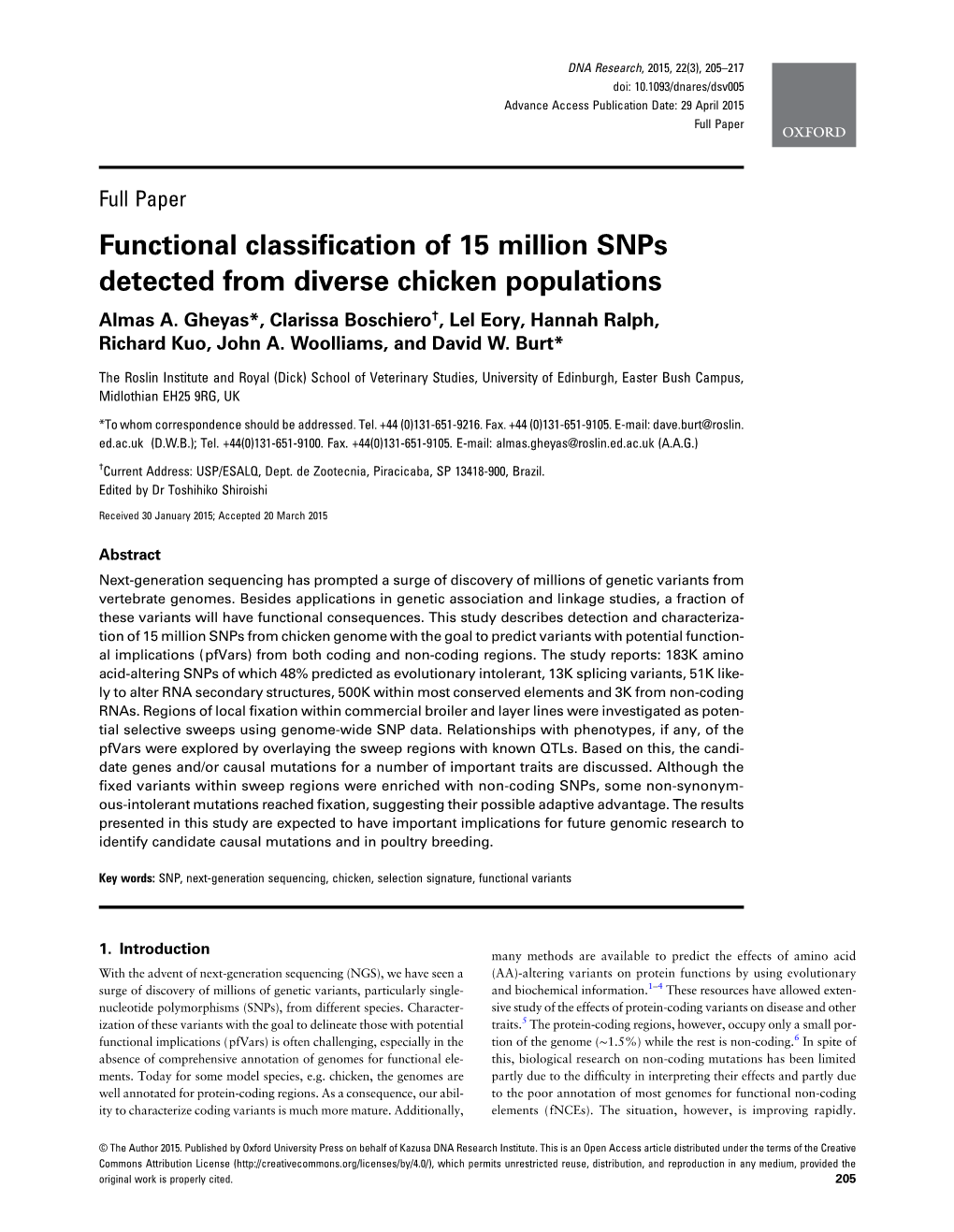 Functional Classification of 15 Million Snps Detected from Diverse