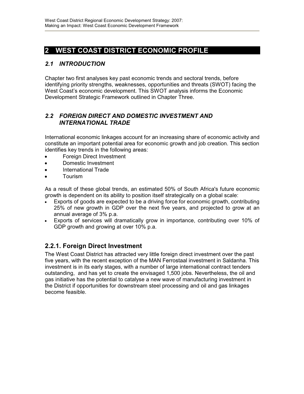 2 West Coast District Economic Profile