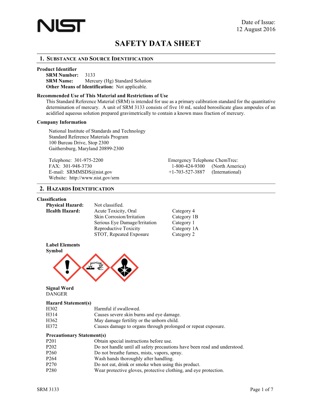 Material Safety Data Sheet