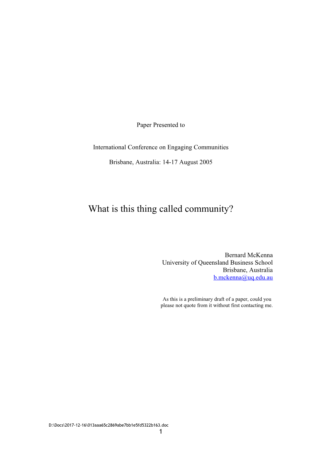 International Conference on Engaging Communities