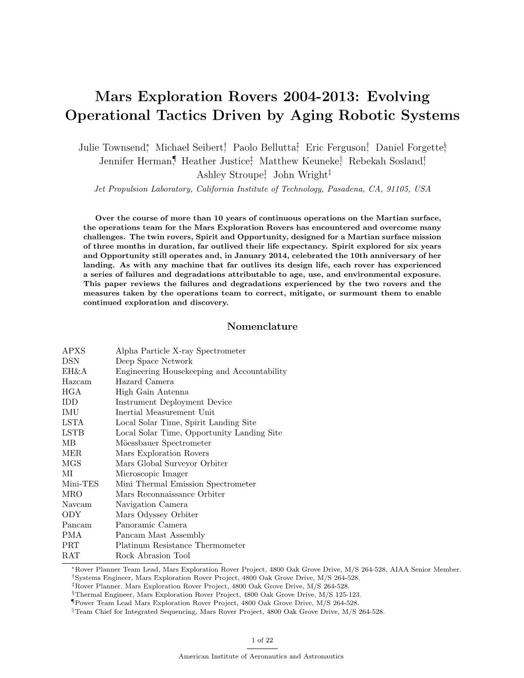 Mars Exploration Rovers 2004-2013: Evolving Operational Tactics Driven by Aging Robotic Systems