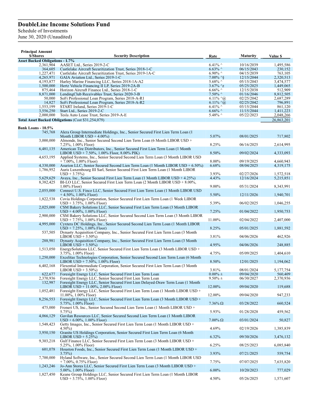 Reporting Period 6/30/2020