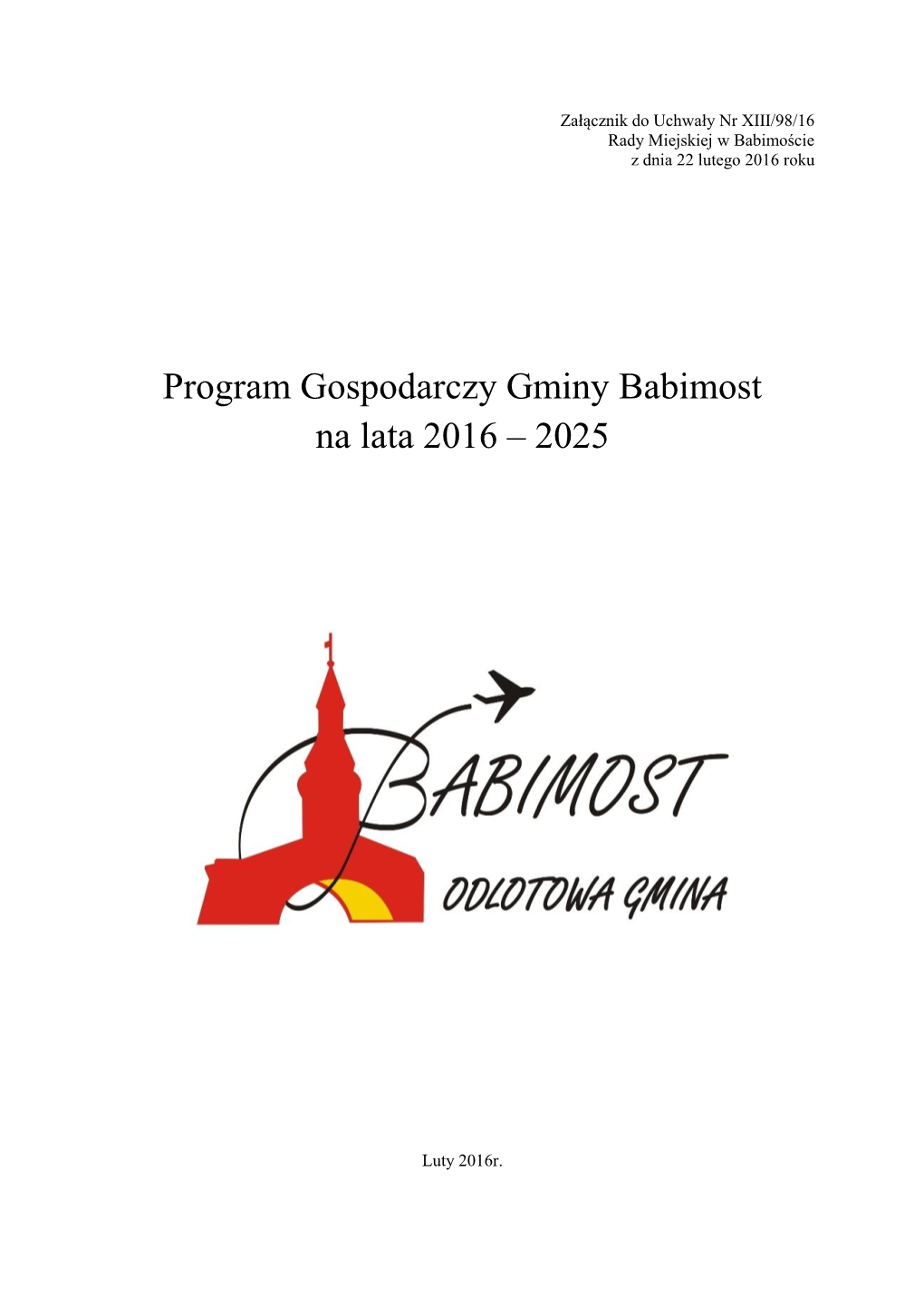 Program Gospodarczy Gminy Babimost Na Lata 2016 – 2025