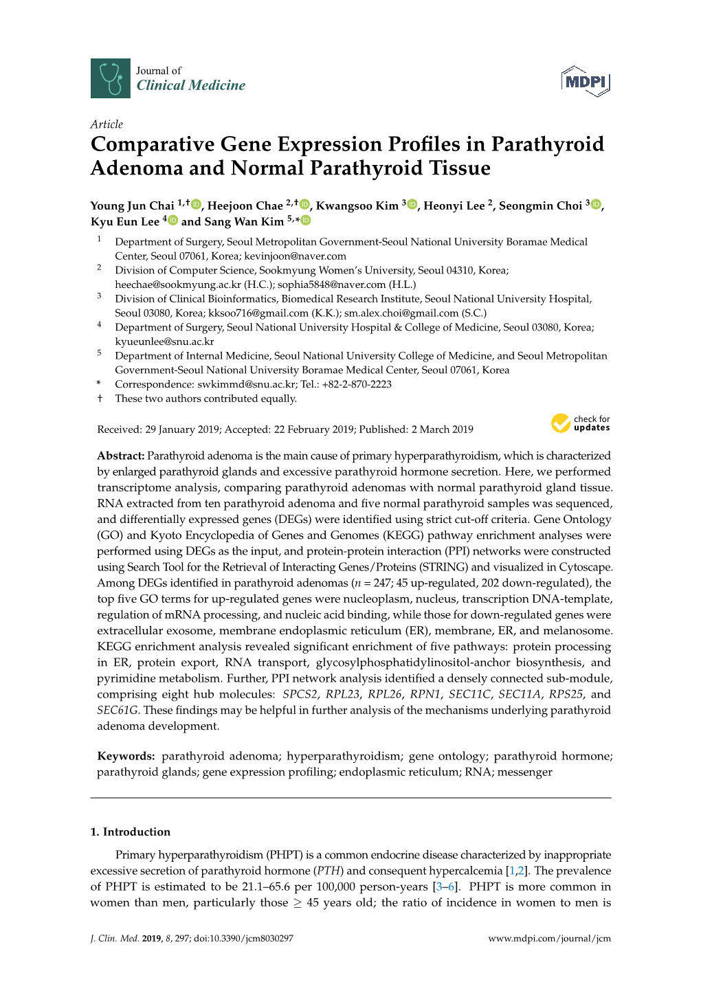 Comparative Gene Expression Profiles in Parathyroid Adenoma and Normal Parathyroid Tissue