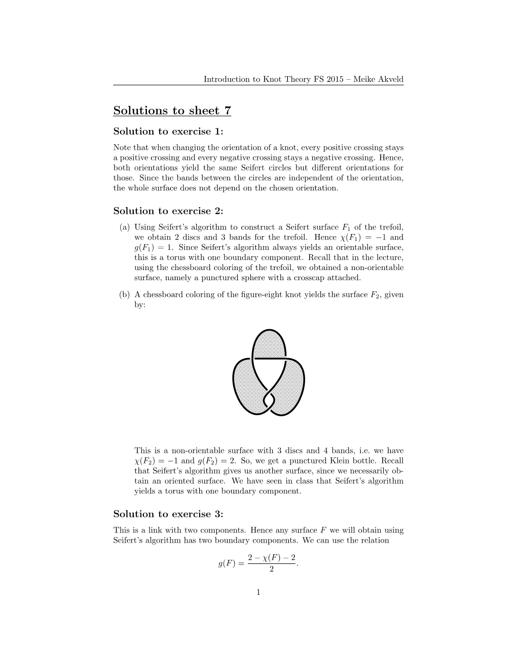 Solutions to Sheet 7