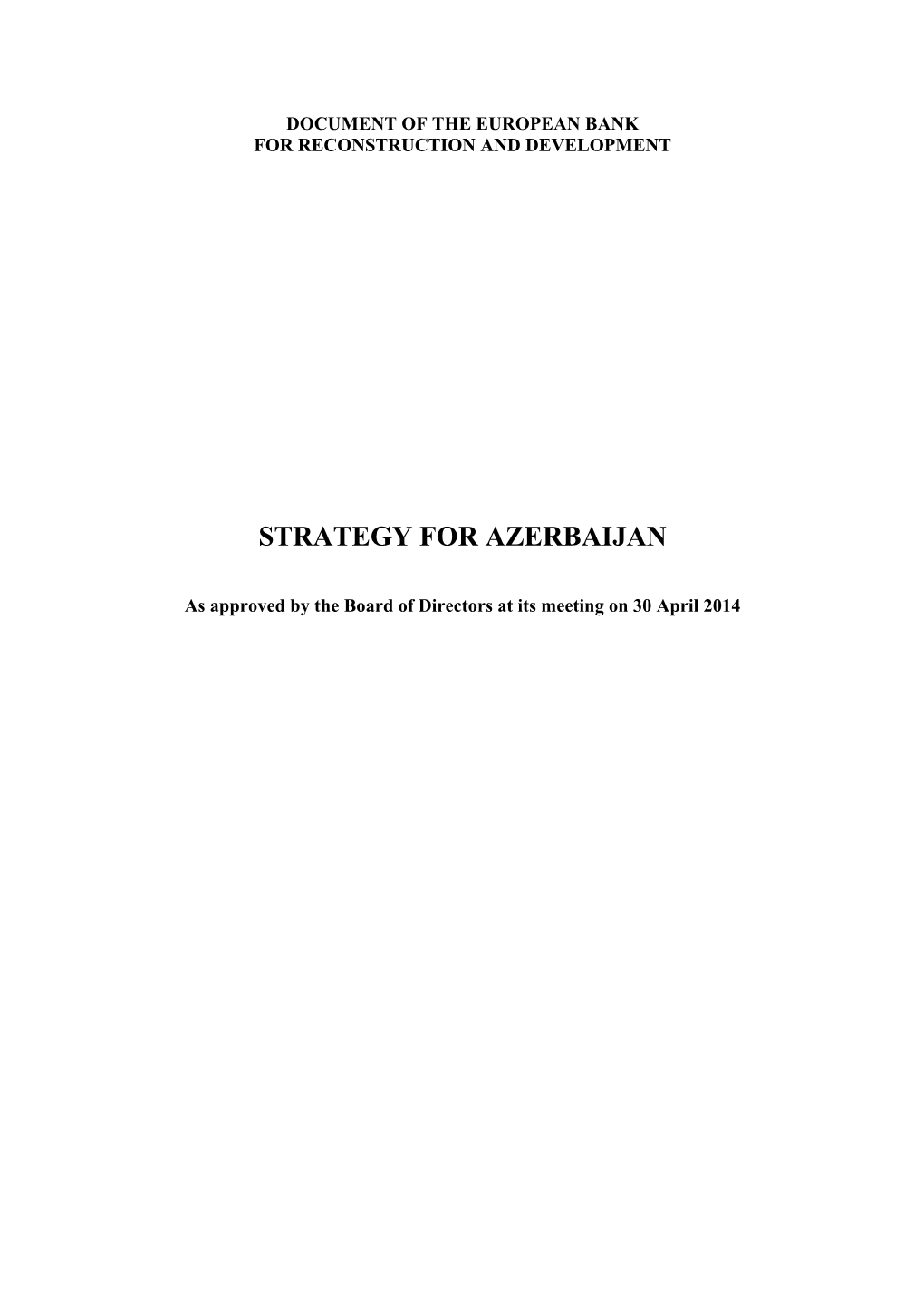 Country Strategy for Azerbaijan