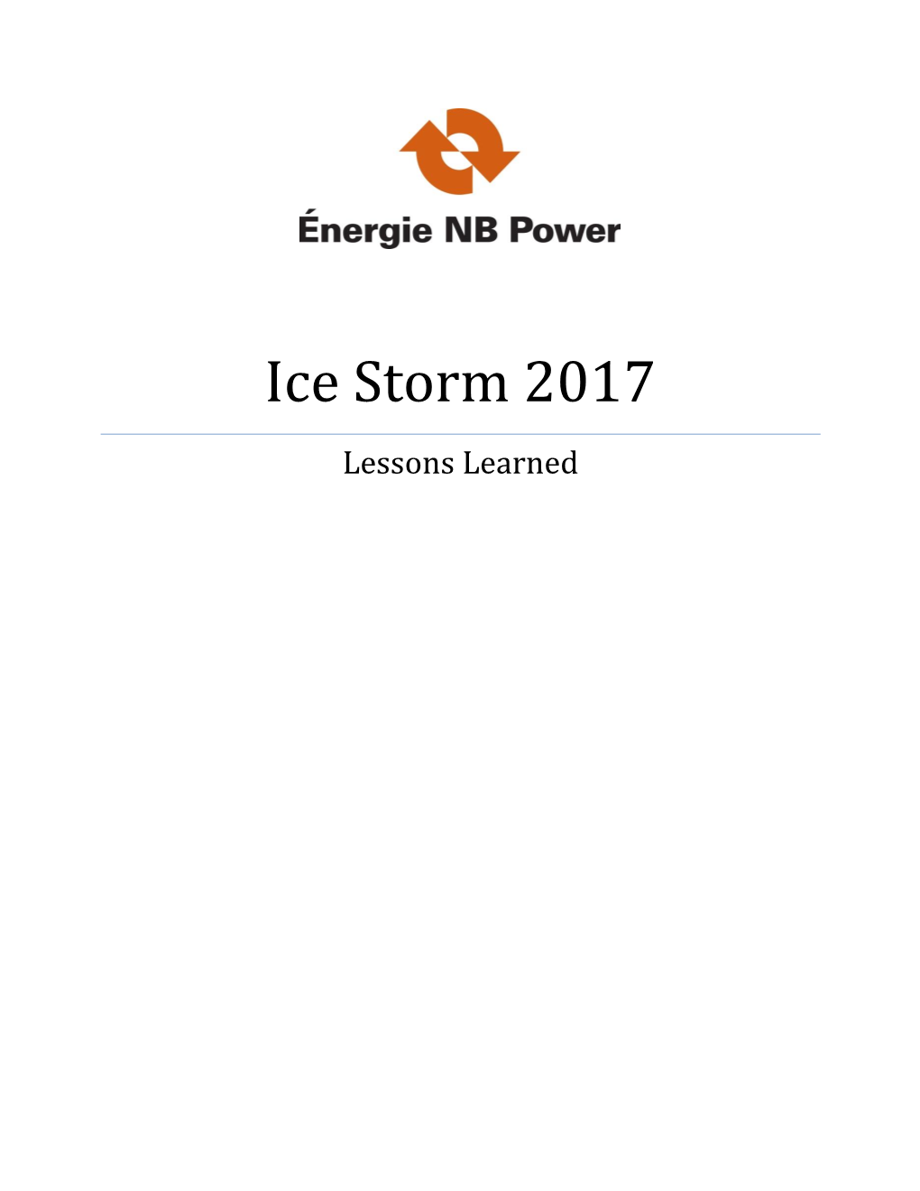 NB Power – Ice Storm 2017 Lessons Learned
