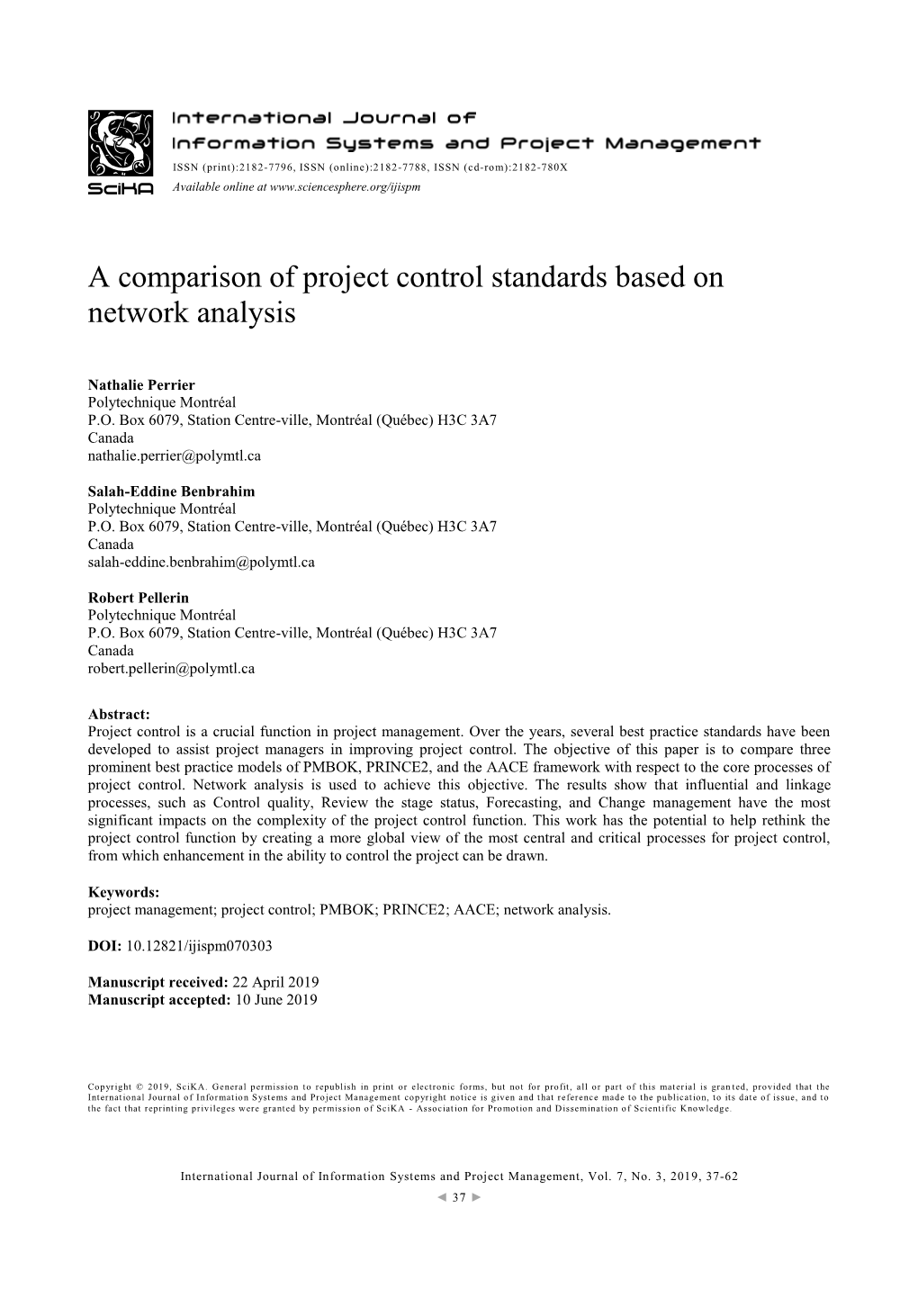 A Comparison of Project Control Standards Based on Network Analysis