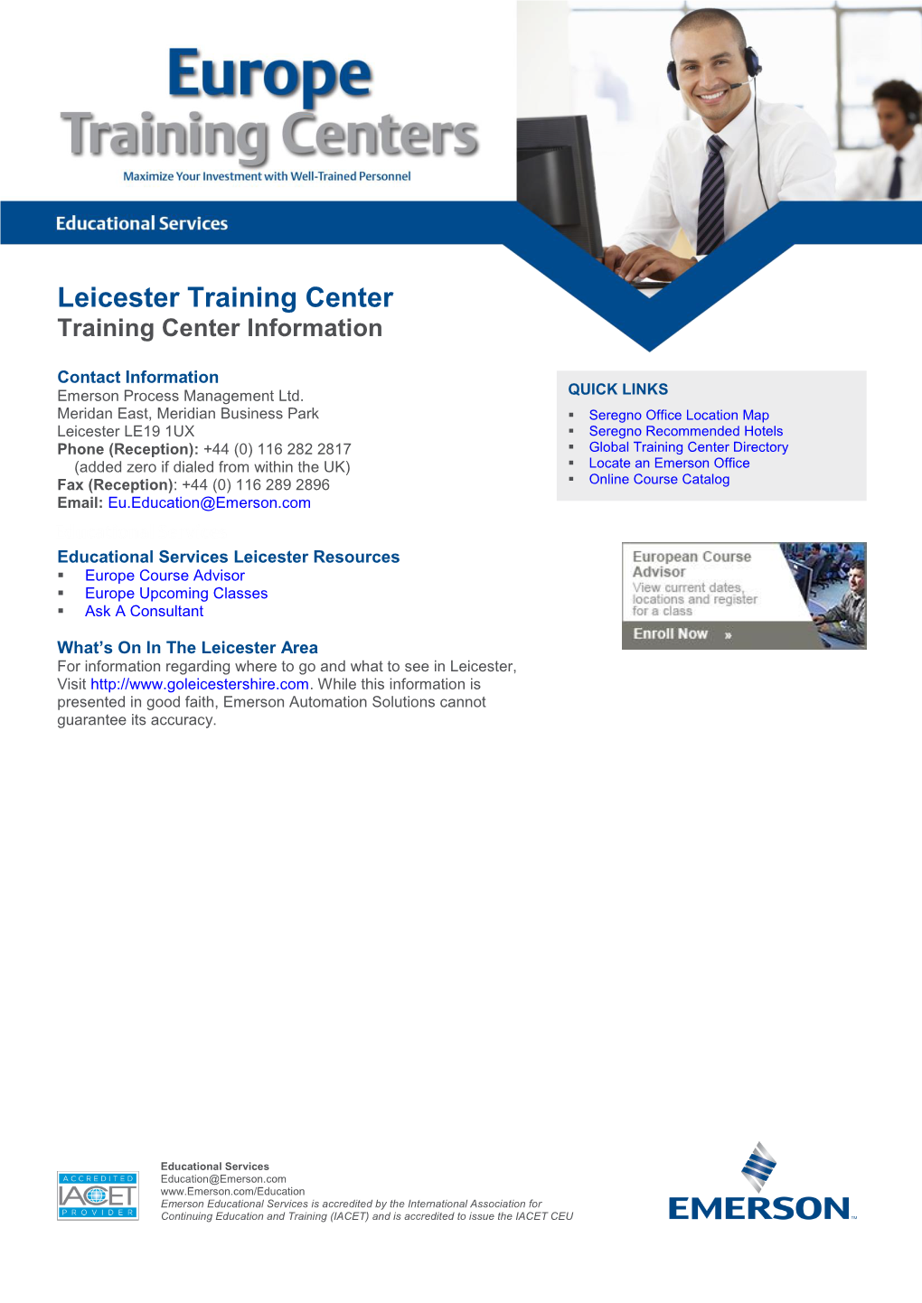 Leicester Training Center Training Center Information