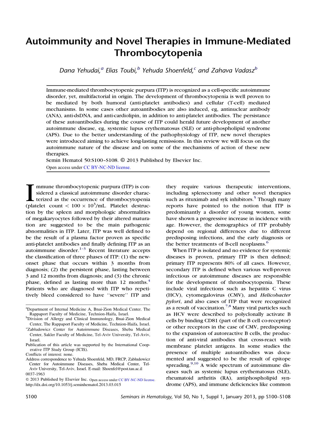 Autoimmunity and Novel Therapies in Immune-Mediated Thrombocytopenia