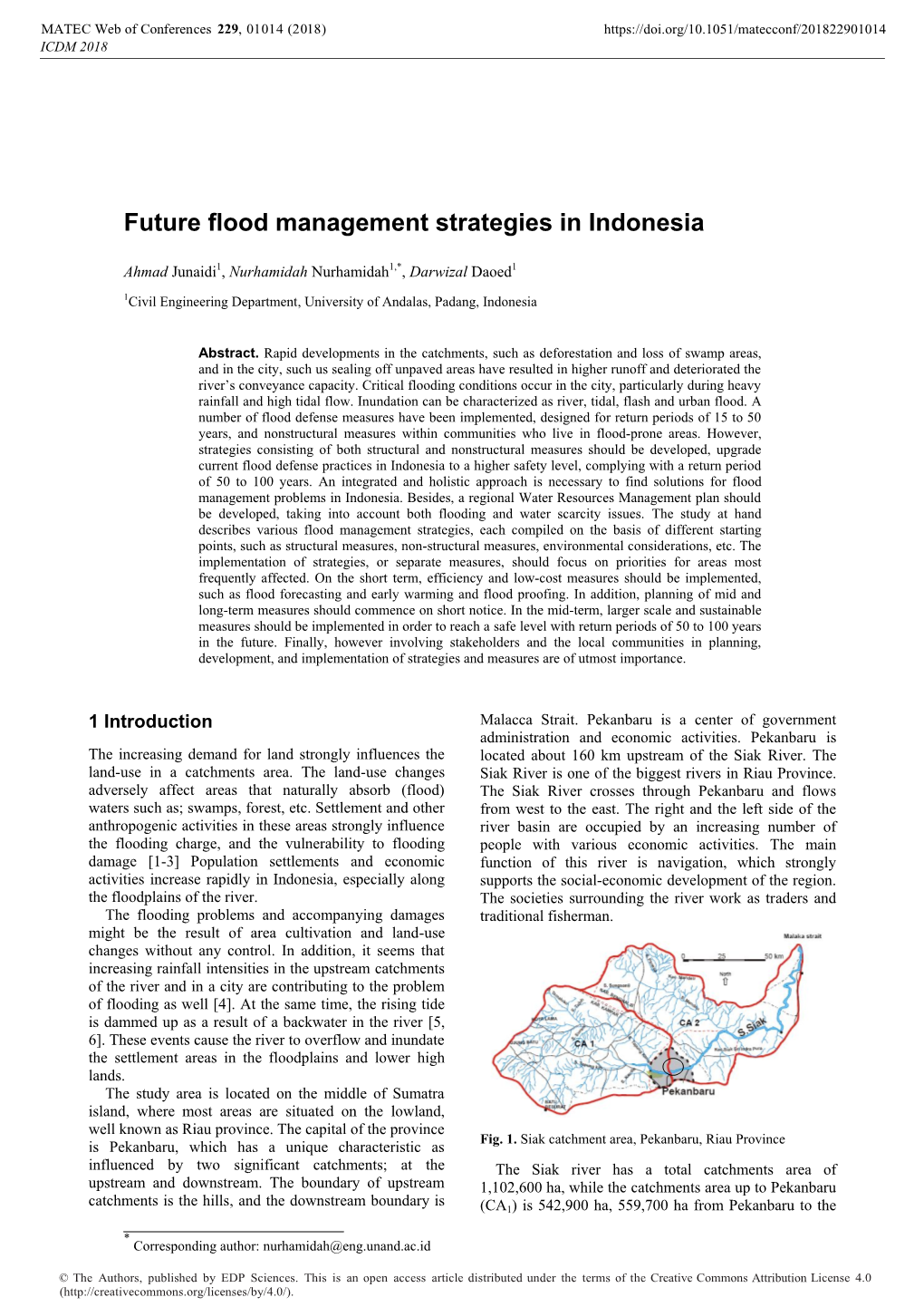 Future Flood Management Strategies in Indonesia