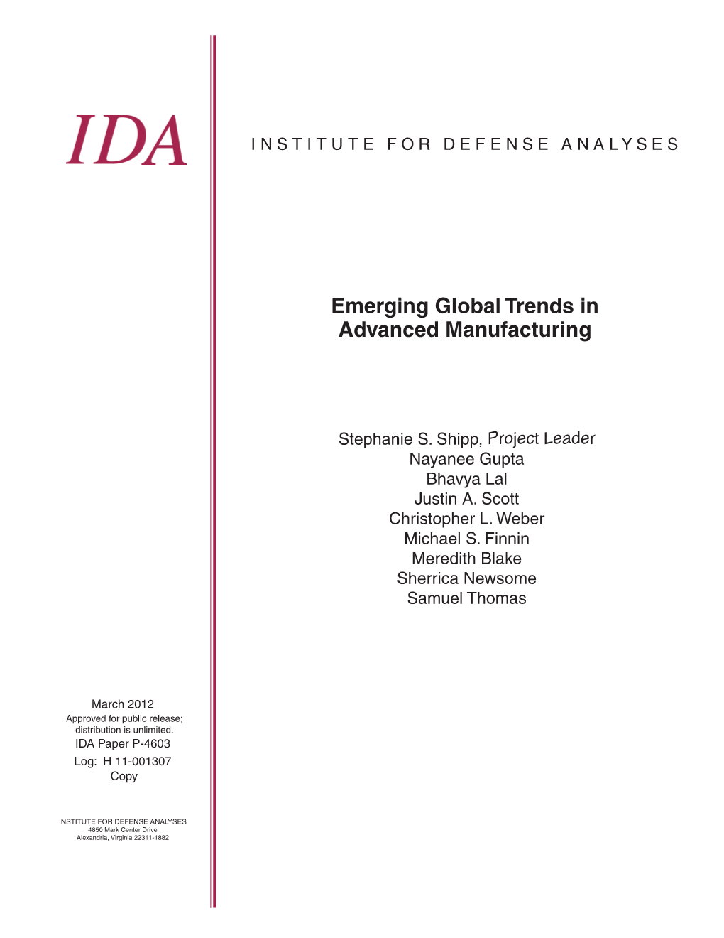 Emerging Global Trends in Advanced Manufacturing
