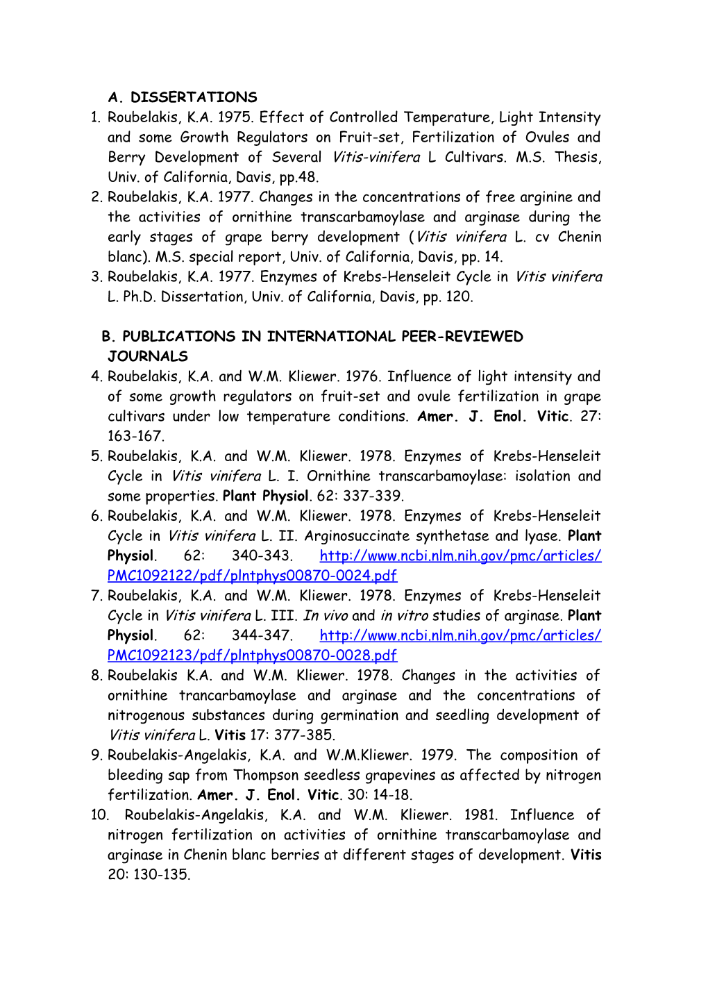 B. Publications in International Peer-Reviewed Journals