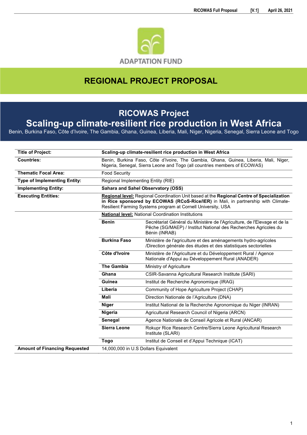 Scaling-Up Climate-Resilient Rice Production in West Africa