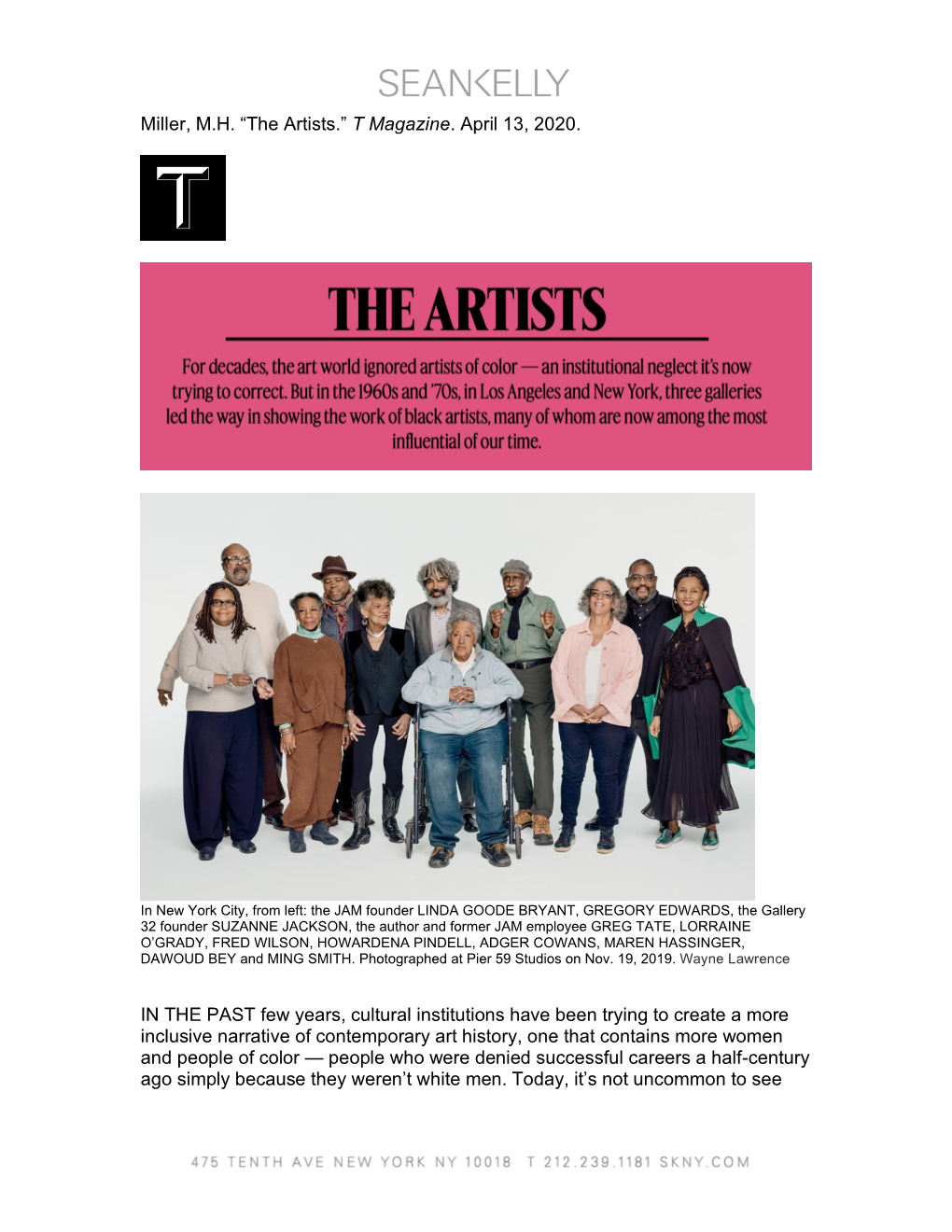 The Artists.” T Magazine