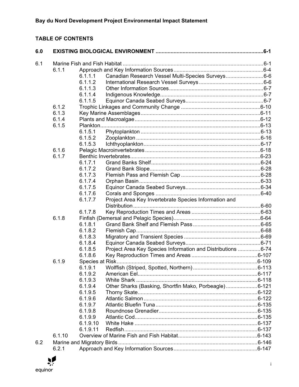 Bay Du Nord Development Project Environmental Impact Statement