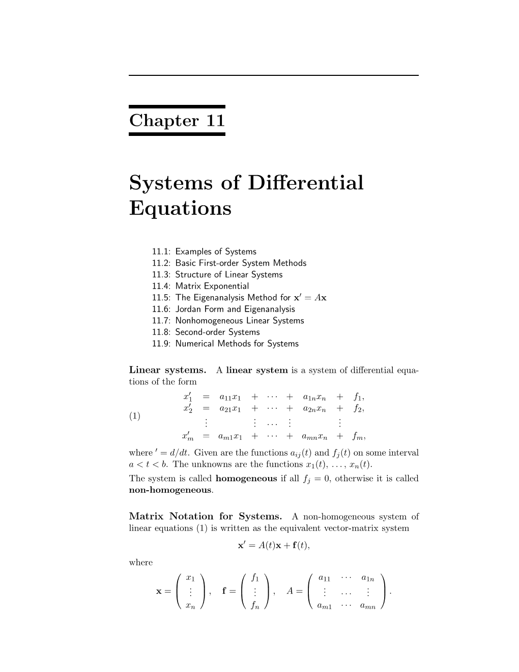 Systems of Differential Equations