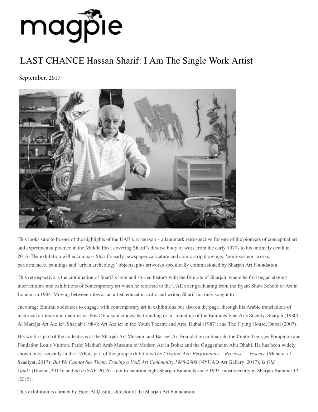 LAST CHANCE Hassan Sharif: I Am the Single Work Artist