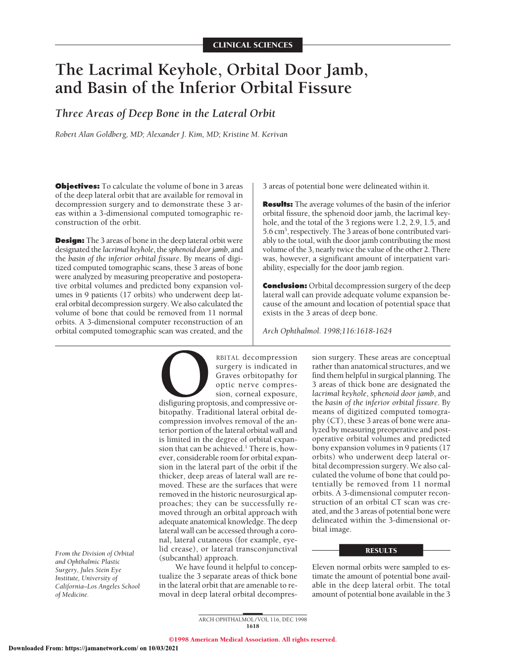 The Lacrimal Keyhole, Orbital Door Jamb, and Basin of the Inferior Orbital Fissure Three Areas of Deep Bone in the Lateral Orbit