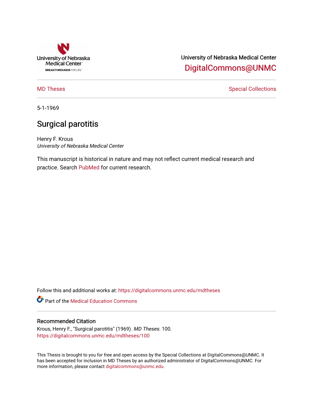 Surgical Parotitis