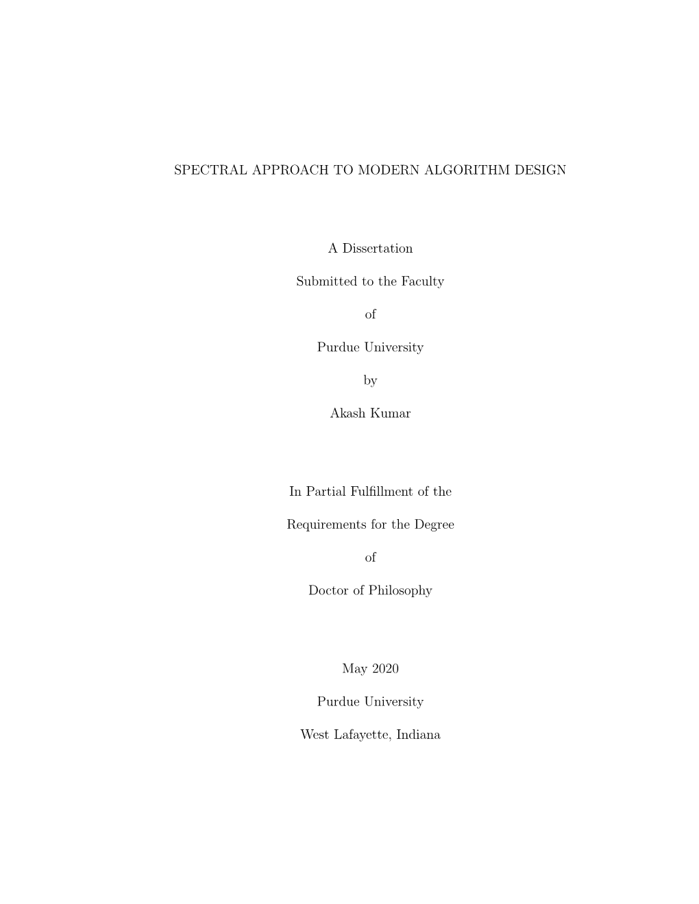 Spectral Approach to Modern Algorithm Design A