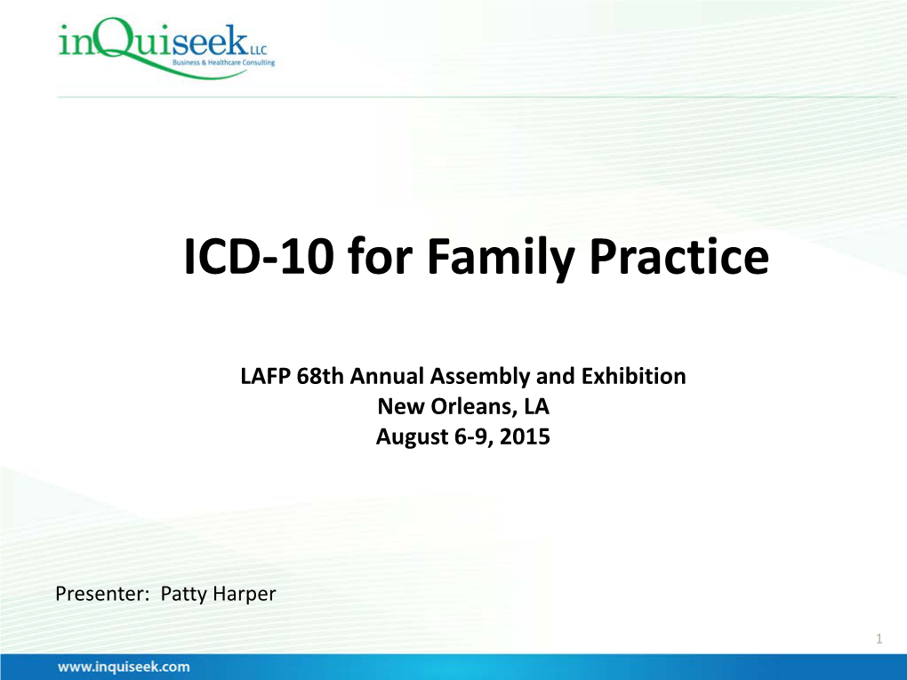 ICD-10 for Family Practice