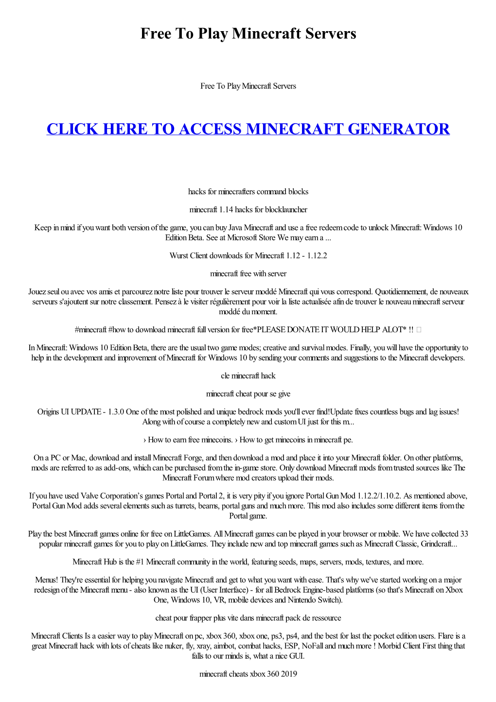 Free to Play Minecraft Servers