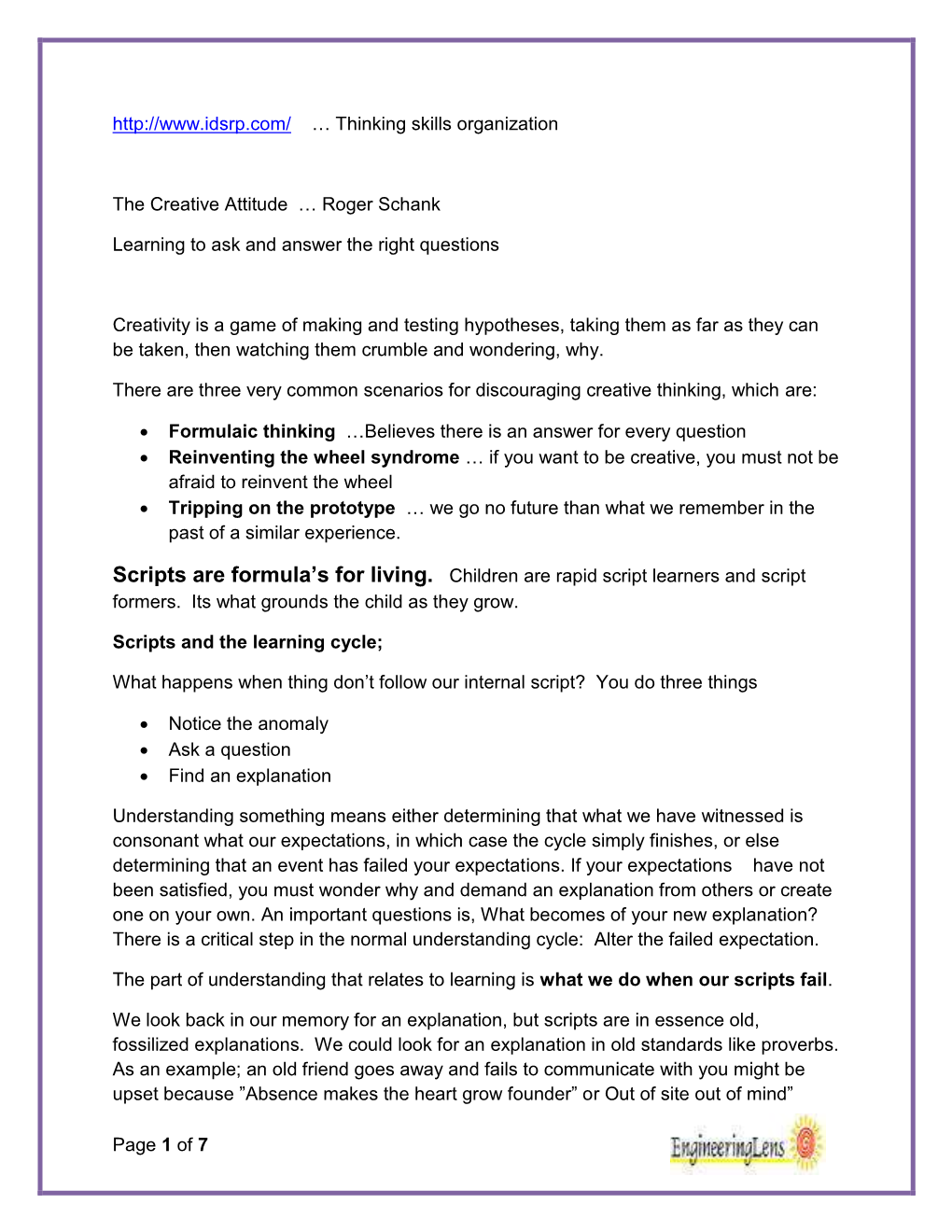 Page 1 of 7 … Thinking Skills Organization The