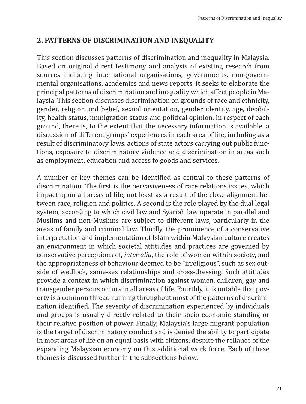 2. Patterns of Discrimination and Inequality