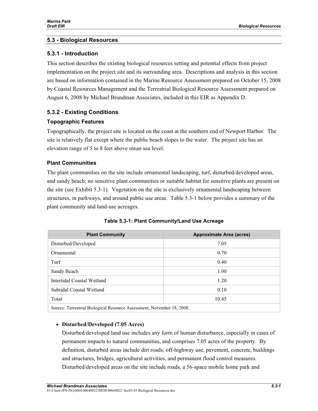 Biological Resources 5.3.1