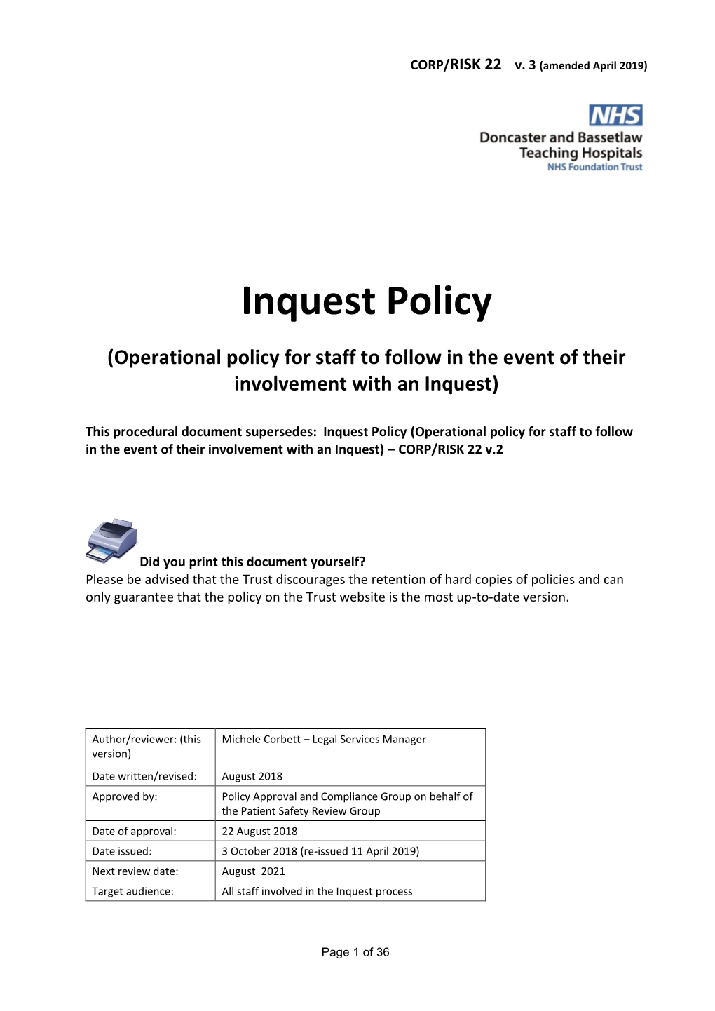 Inquest Policy