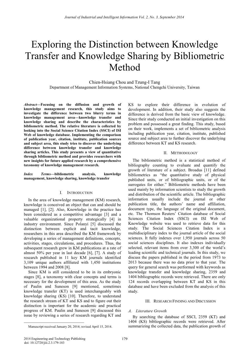 Exploring the Distinction Between Knowledge Transfer and Knowledge Sharing by Bibliometric Method