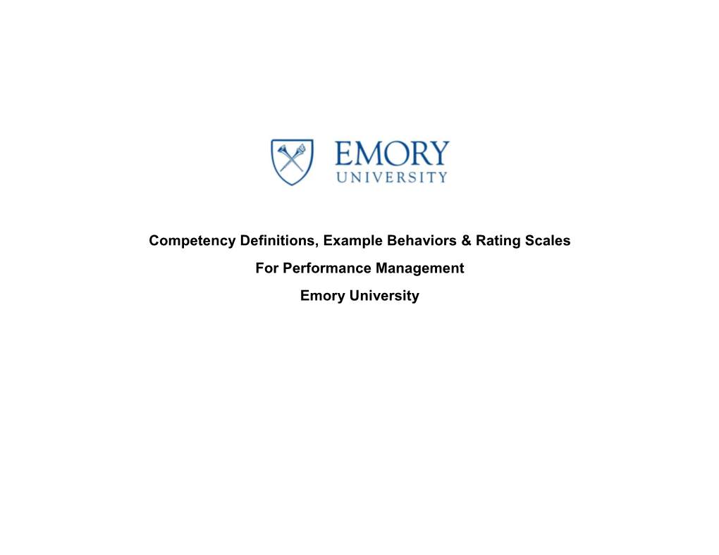 Competency Definitions, Example Behaviors & Rating Scales