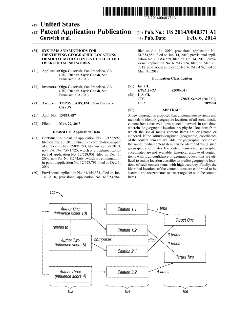 Patent Application Publication (10) Pub. No.: US 2014/0040371 A1 Gurevich Et Al