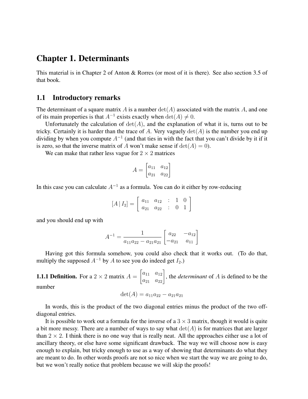 Chapter 1. Determinants