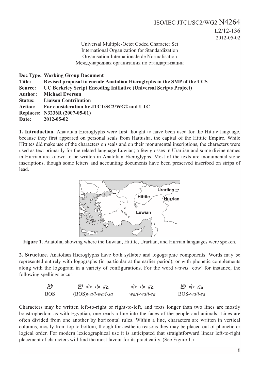 Revised Proposal to Encode Anatolian Hieroglyphs in the SMP of The