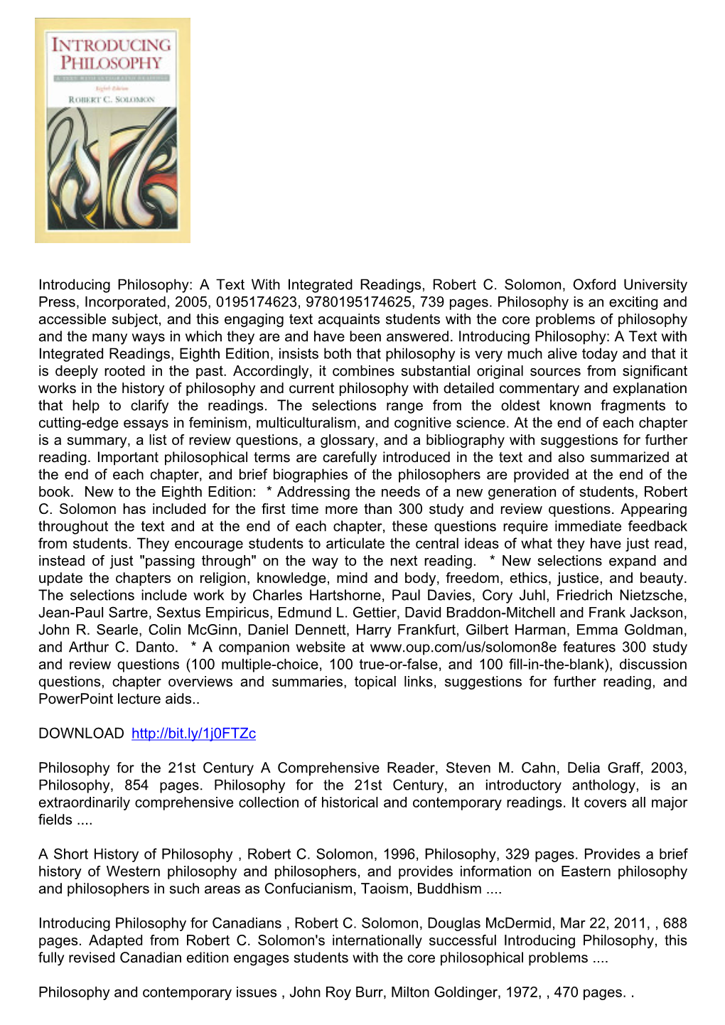 A Text with Integrated Readings, Robert C. Solomon, Oxford University Press, Incorporated, 2005, 0195174623, 9780195174625, 739 Pages