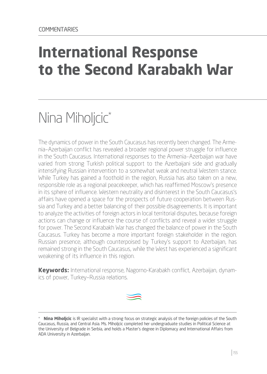 International Response to the Second Karabakh War