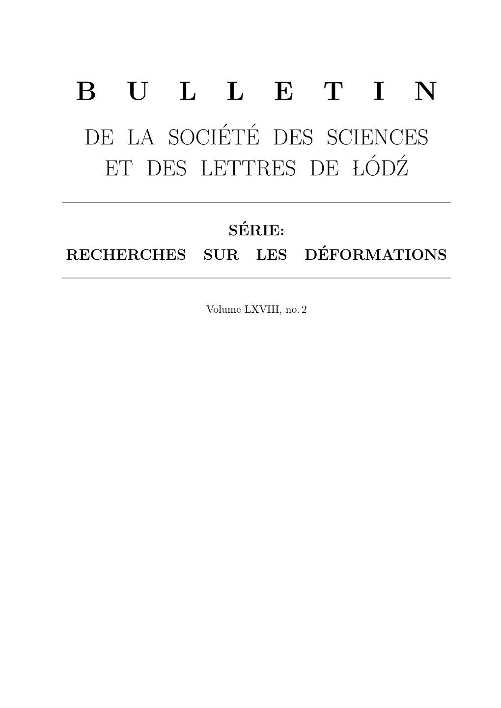 Bulletin De La Societ´ E´ Des Sciences Et Des Lettres Del Od´ Z´