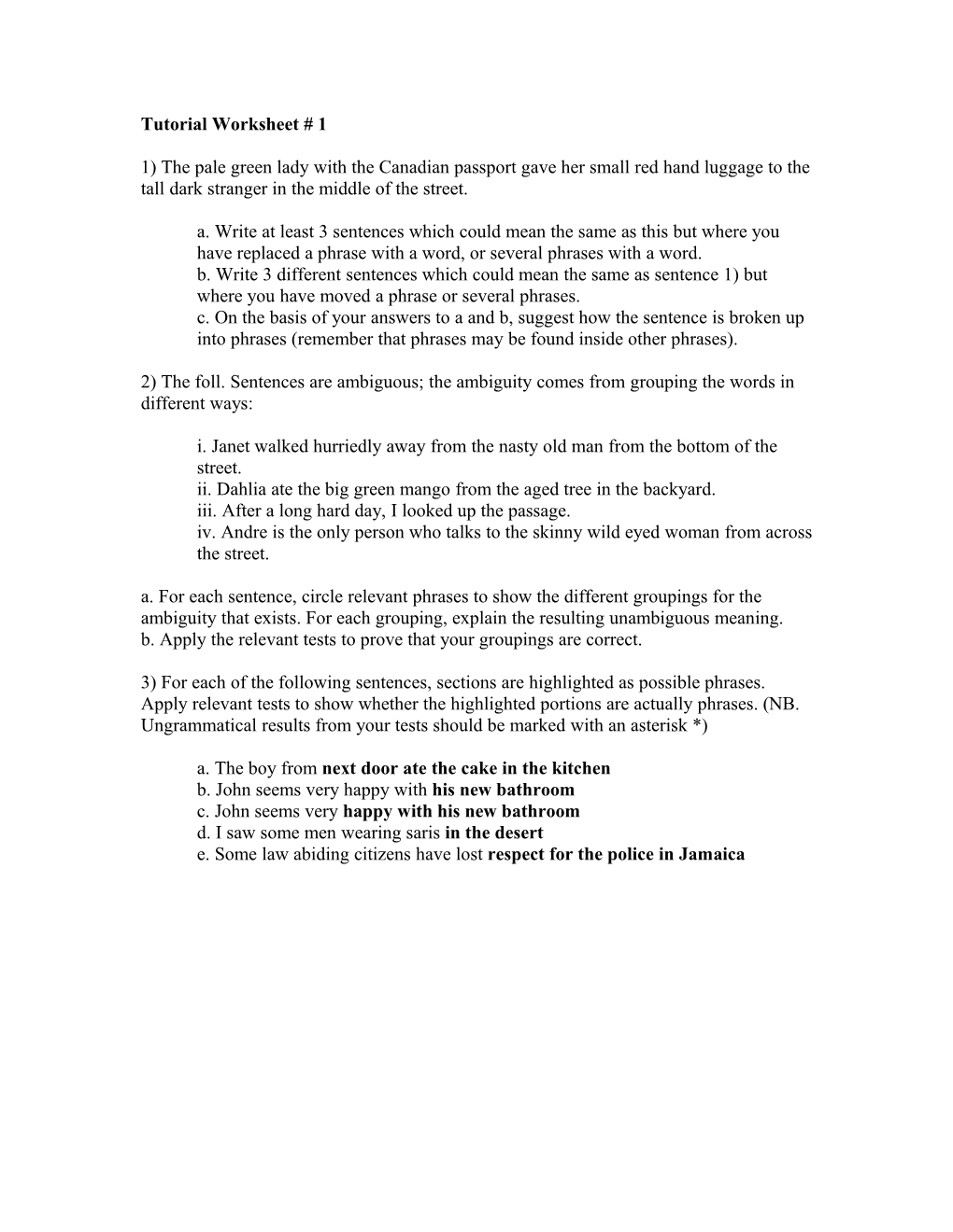 Tutorial Worksheet # 1