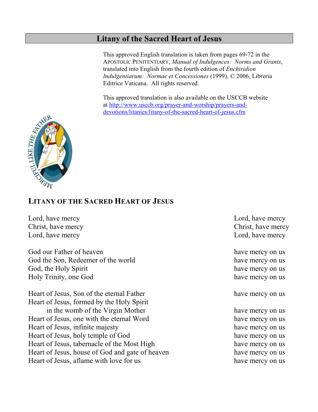 Litany of the Sacred Heart of Jesus