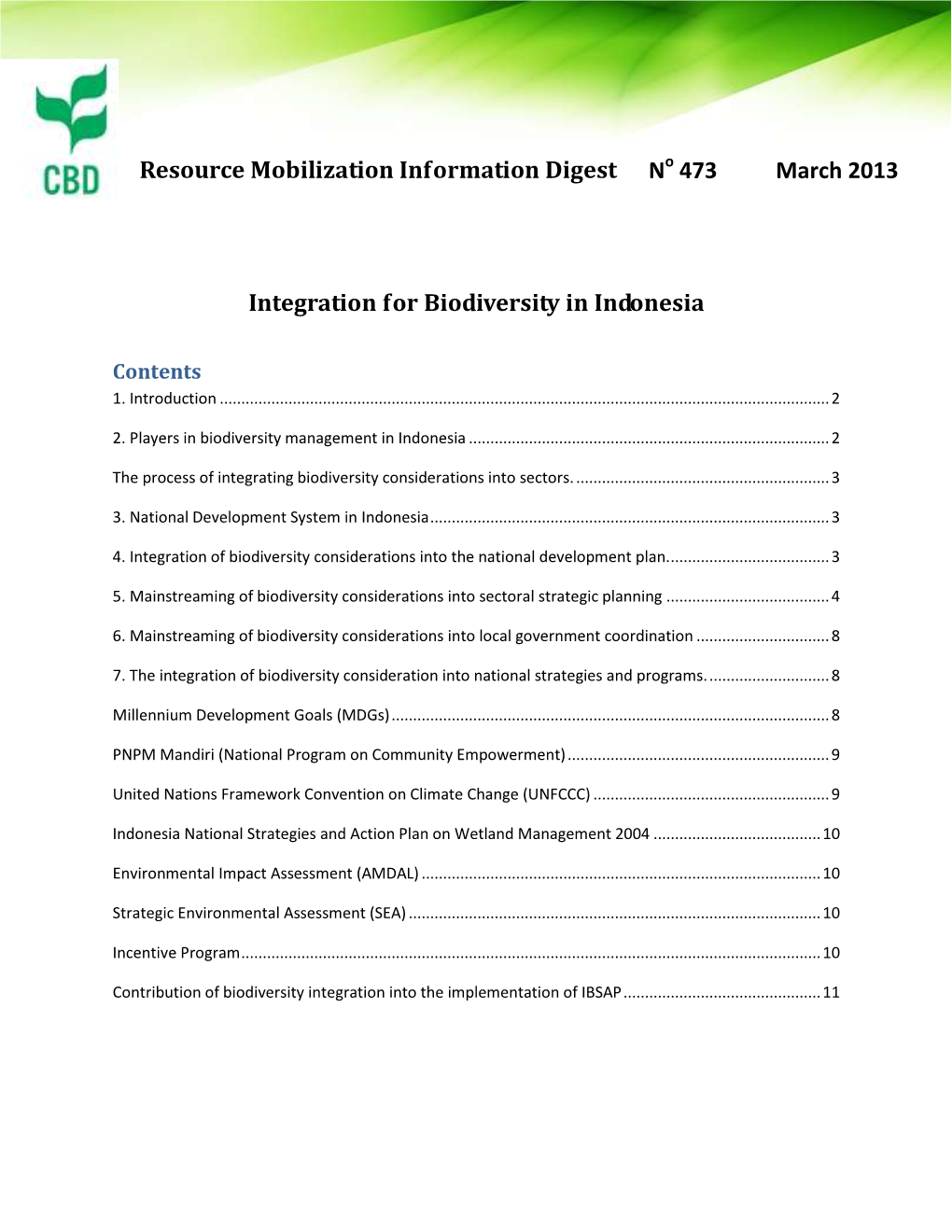 Resource Mobilization Information Digest N 473 March 2013