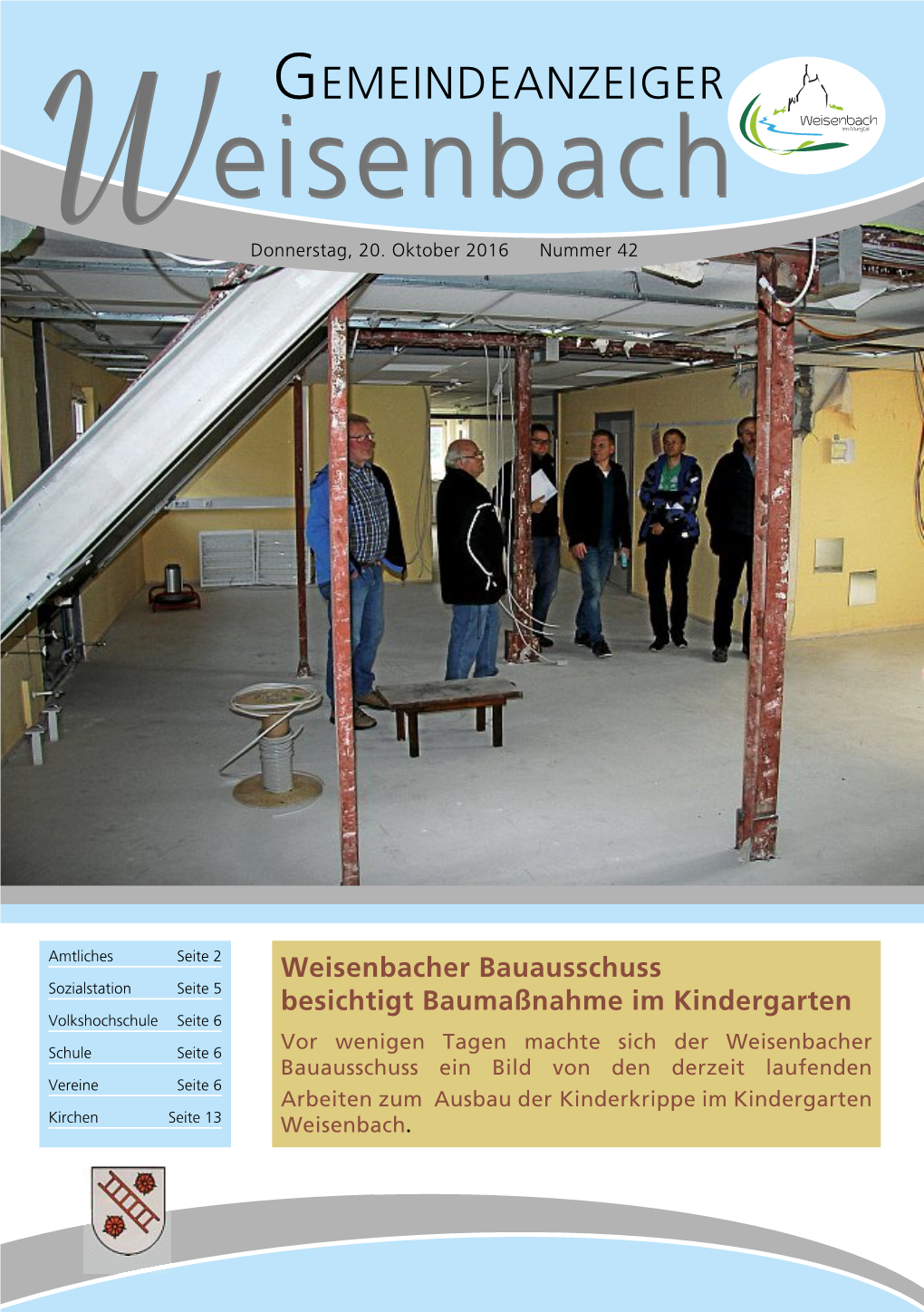 2016-10-20 Gemeindeanzeiger Weisenbach KW42