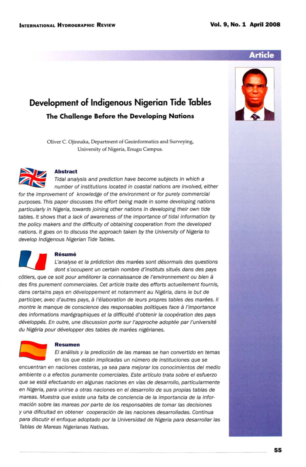 Development of Indigenous Nigerian Tide Tables the Challenge Before the Developing Nations