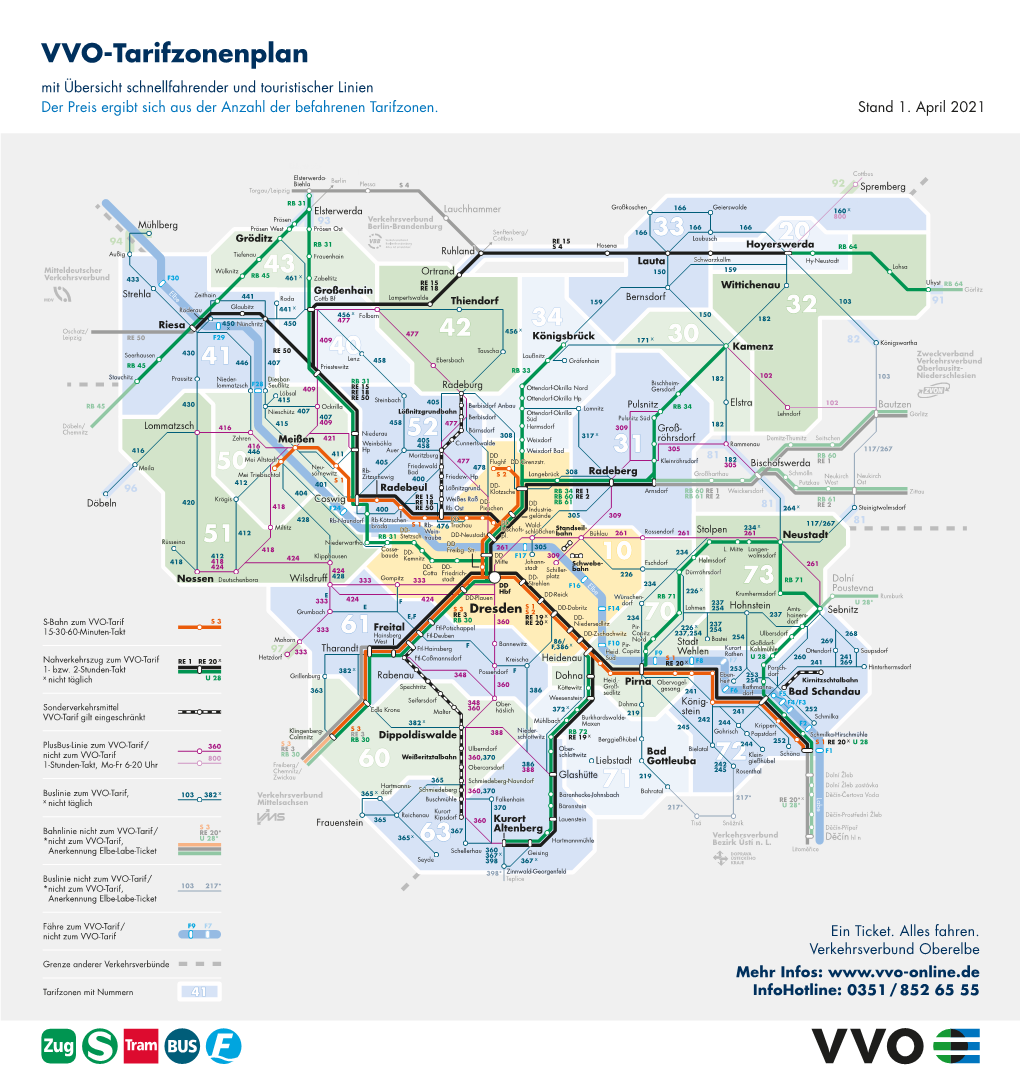 VVO-Tarifzonenplan Schnellfahrender Und Touristischer Linien