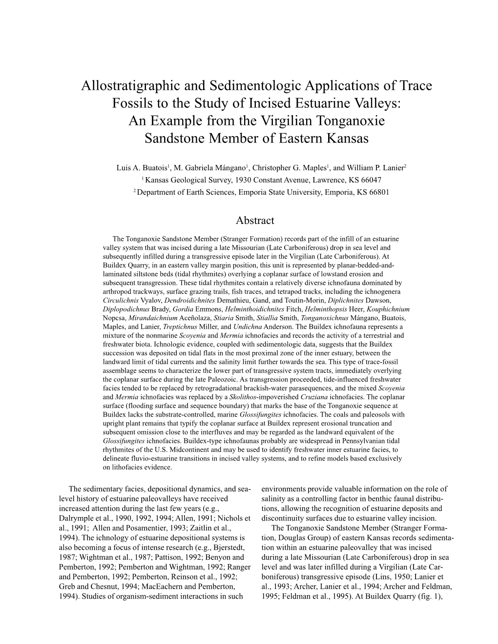 Allostratigraphic and Sedimentologic Applications of Trace Fossils to The