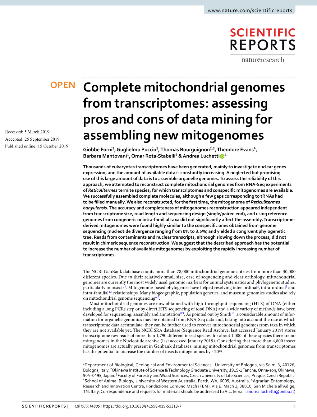 Complete Mitochondrial Genomes from Transcriptomes: Assessing Pros and Cons of Data Mining for Assembling New Mitogenomes